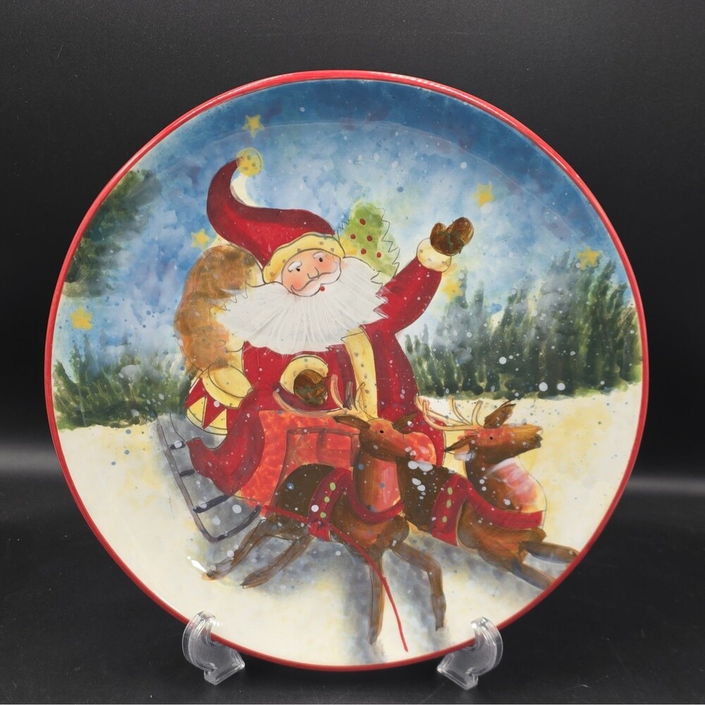 Susan Winget Enchanted Santa Dinner Plate Certified International Christmas 10"